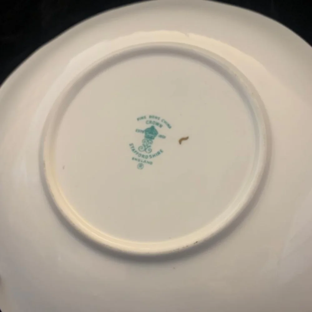 Crown Staffordshire‎ England Fine Bone China Floral Dinner Plate 7” Gold